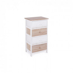 Bizzotto Yes Everyday Ally Bianco e Legno Chiaro Cassettiera Legno di Paulonia, MDF, 40x29x73 cm