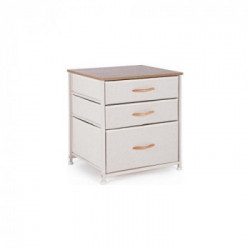 Bizzotto Yes Everyday Textile Bianco e Legno Scuro Cassettiera MDF, Cassetti in Poliestere e tnt, 40x40x53 cm