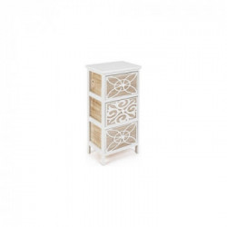 Bizzotto Yes Everyday Pattern Cassettiera Bianco e Legno Naturale Legno, Apertura Frontale con Pomolo, 32x26x62 cm