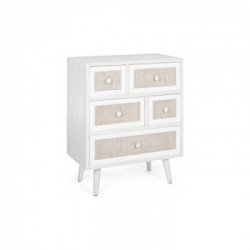 Bizzotto Yes Everyday Montiel Cassettiera Bianco Lino MDF, Apertura Frontale con Pomolo, 60x33x72,5 cm