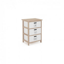 Bizzotto Yes Everyday Numbers Bianco e Legno Chiaro Cassettiera Legno di Paulonia, MDF, 40x29x58 cm