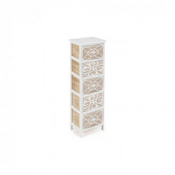 Bizzotto Yes Everyday Pattern Cassettiera Bianco e Legno Naturale Legno, Apertura Frontale con Pomolo, 32x26x80 cm
