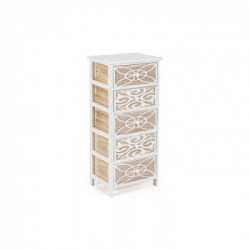 Bizzotto Yes Everyday Pattern Cassettiera Bianco e Legno Naturale Legno, Apertura Frontale con Pomolo, 47x29x90 cm