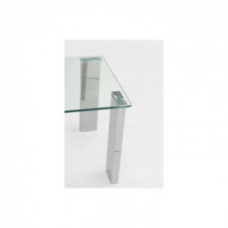 Bizzotto Yes Everyday Arley, Tavolo 55x55x51 cm, Acciaio, MDF, Piano Vetro Temperato