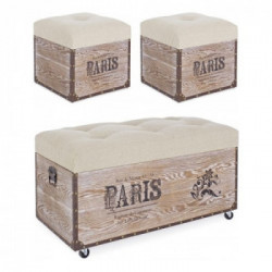 Yes Everyday SET3 POUF TRAVEL PARIS CORDA