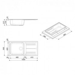 Smeg LZ150AV2 - Lavello da Incasso, Una Vasca con Gocciolatoio, 100 cm, Avena
