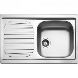 Smeg LYP791S - Lavello da Cucina, Una Vasca, Gocciolatoio a Sinistra, Rettangolare, 79 cm, Acciaio 