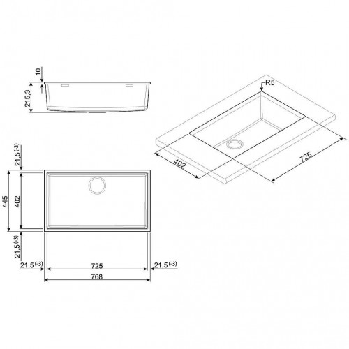 Smeg VZUM79AV2 - Lavello da Incasso, Sottotop,...