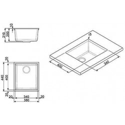 Smeg VZUM40AV2 - Lavello da Incasso, Sottopiano, Una Vasca, Rettangolare, 34 cm, Avena