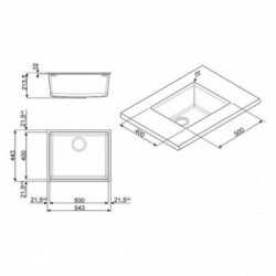 Smeg VZUM57AV2 - Lavello da Incasso, Sottotop, Una Vasca, 50 cm, Avena 
