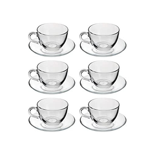 Confezione 6 tazze the in vetro con piattino