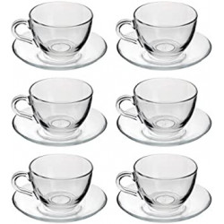 Confezione 6 tazze the in vetro con piattino