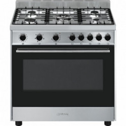 Smeg B901GMXI9 - Cucina a Gas, 5 Fornello(i), 89.8 cm, Forno Ventilato, Acciaio Inossidabile, Classe A