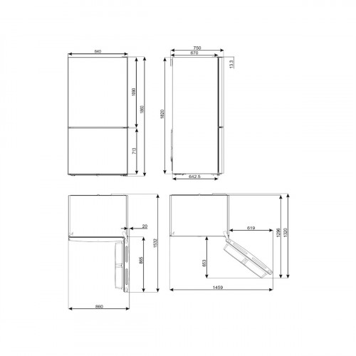 Smeg FC84EN4HX - Frigorifero Combinato, 588...