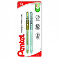 Pentel Roller Hybrid Gel Grip 2 pz (oro/argento)