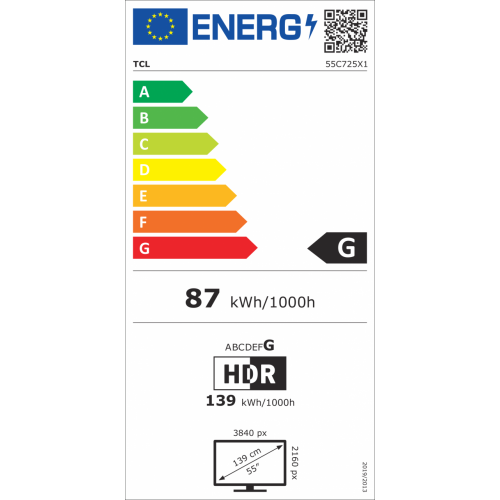 TCL 55C725 TV 139,7 cm (55") QLed 4K, HDR10+...