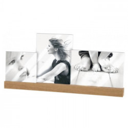 CORNICE MULTIPLA 3 FOTO CON BASE IN LEGNO COLORE ROVERE