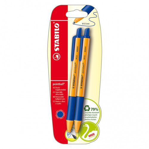 STABILO 2 Penne a Sfera a Scatto pointball Blu