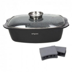 Tognana, Rostiera antiaderente 32 x 20 cm con Coperchio + Presine in silicone, 'Ambiziosa'