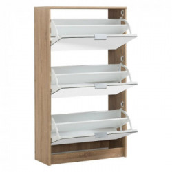 Kit Furniture Iceland Scarpiera, 18 Paia, Frontale con Specchio, 3 Ante Ribalta, 67x28x119 cm, Sonoma