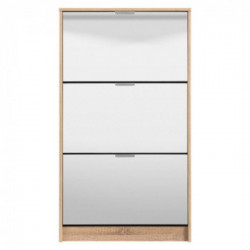 Kit Furniture Iceland Scarpiera, 18 Paia, Frontale con Specchio, 3 Ante Ribalta, 67x28x119 cm, Sonoma