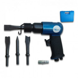 Scalpello pneumatico in alluminio verniciato 6,2 bar Innesto D - valigetta - 4 scalpelli + molla bloccaggio