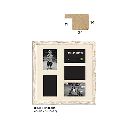 Cornice in legno portafoto mutipla cm 40x40 -...