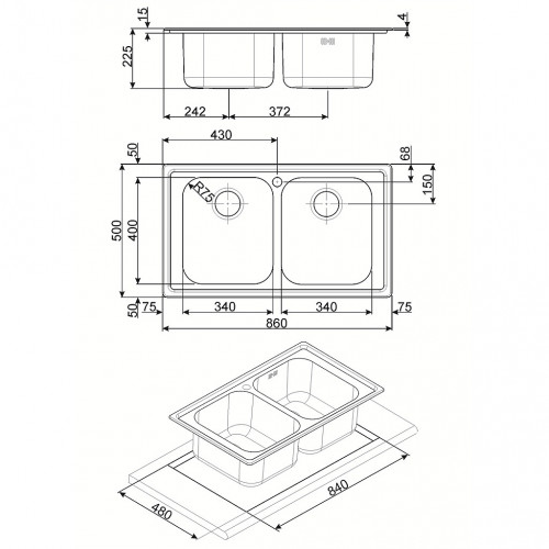 Smeg LL2AD - Lavello, 2 Vasche, Inox...