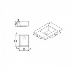 Smeg VZUM40CT - Lavello da Incasso, Sottopiano, Una Vasca, Rettangolare, 34 cm, Cemento