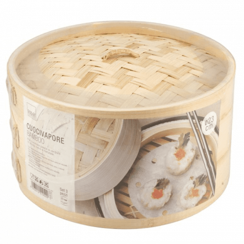 H&H - Cuocivapore Bambù, 3 Pezzi, 20 cm