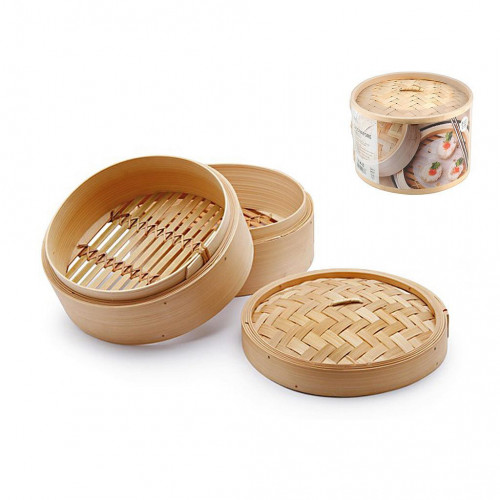 H&H - Cuocivapore Bambù, 3 Pezzi, 18 cm