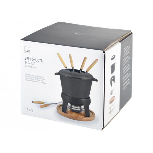 H&H Lifestyle 7084800 Set per fonduta Nero 6...