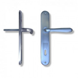 Coppia maniglie per porta con placca P90 Q8 Ottone Cromo satinato Uno