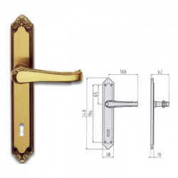 Coppia maniglie per porta con placca P70 Q8 Ottone Ottone FumÃ¨ Lady