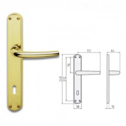 Coppia maniglie per porta con placca P90 Q8 Ottone Ottone satinato Milena