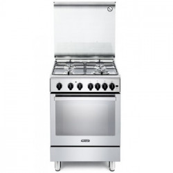 DeLonghi PGVX 64 - Cucina a Gas, 4 Fornello(i), Forno a Gas e Grill Elettrico, 60 cm, Acciaio Inossidabile, Classe A