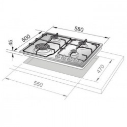 DeLonghi FFA 46 ASV - Piano Cottura a Gas, 4 Fornello(i), 58 cm, Acciaio Inossidabile 