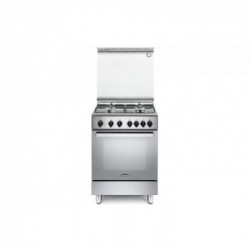 DeLonghi DGX 64 - Cucina a Gas, 4 Fornello(i), Forno a Gas e Grill Elettrico, 60 cm, Acciaio Inossidabile, Classe A+