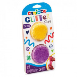 Pasta modellabile Carioca 42128 Glitter Clay Giallo e Viola