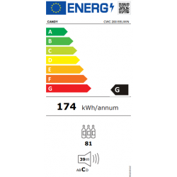Candy CWC 200 EELW/N - Cantinetta Vino da Libera Installazione, 81 Bottiglie, Classe G