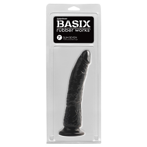 Basix Rubber Slim Seven 7" Dark - Dildo Realistico