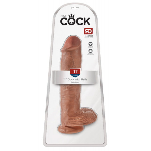 King Cock 11" Cock with Balls Tan - Dildo...