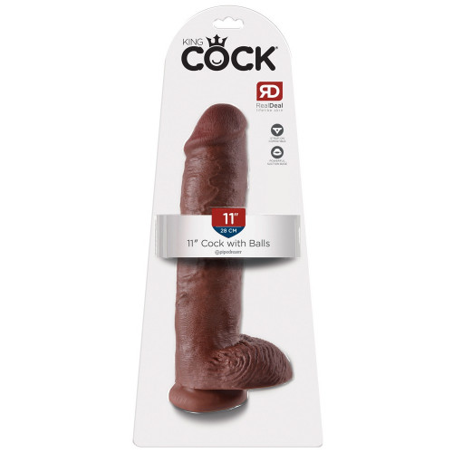 King Cock 11" Cock with Balls Brown - Dildo...