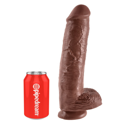 King Cock 11" Cock with Balls Brown - Dildo...