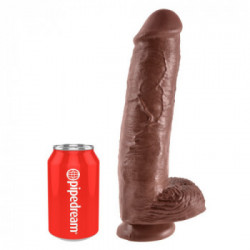 King Cock 11" Cock with Balls Brown - Dildo Realistico