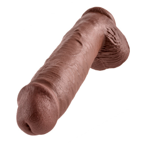 King Cock 11" Cock with Balls Brown - Dildo...