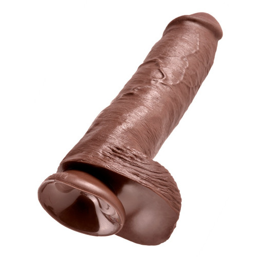King Cock 11" Cock with Balls Brown - Dildo...