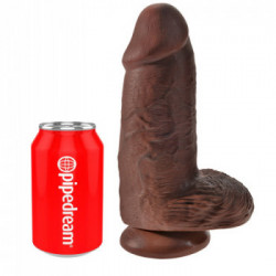 King Cock KC Chubby Brown - Dildo Realistico con Testicoli e Ventosa, MArrone