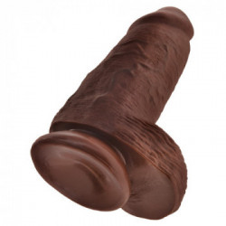 King Cock KC Chubby Brown - Dildo Realistico con Testicoli e Ventosa, MArrone