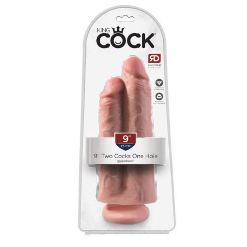 King Cock 9" Two Cocks One Hole Flesh - Dildo...